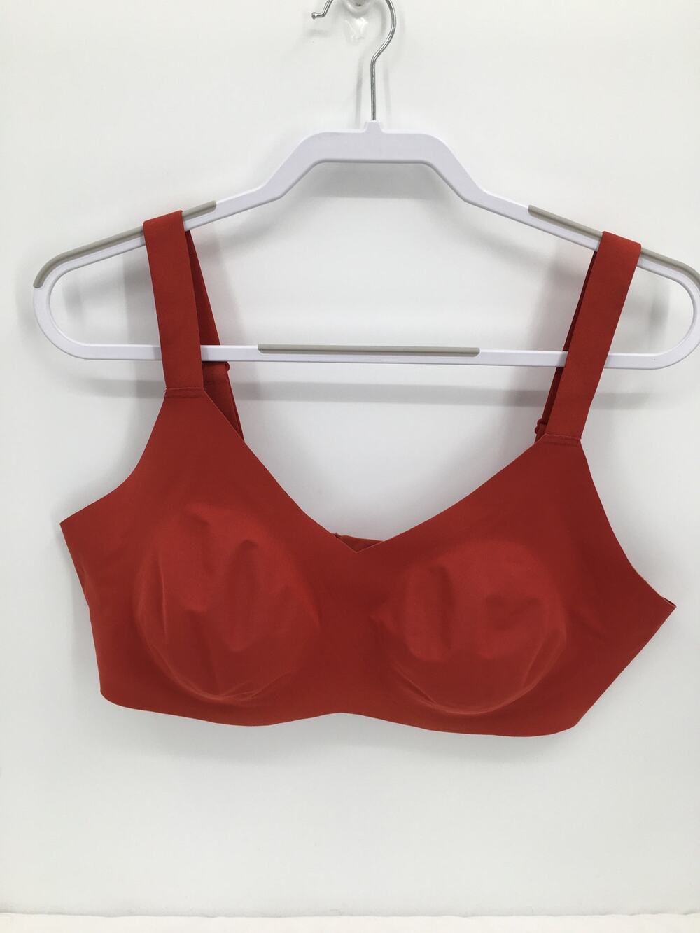 Knix Evolution Bra Orange V-Neck Wireless Back Closure Removable Pads 8+ 40F 40G